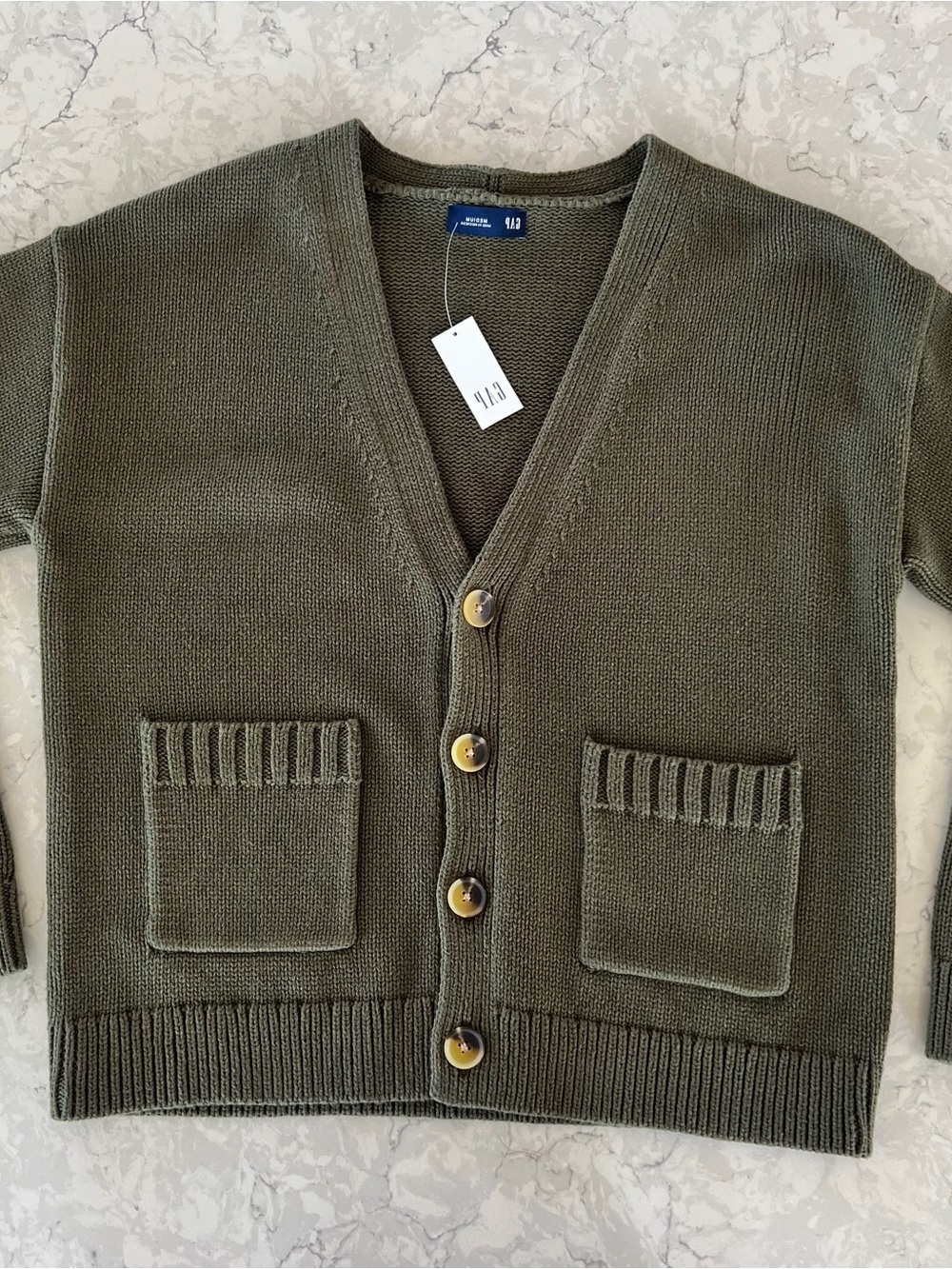 GAP Olive Green V-Neck Button Front Cardigan, NWT - Picture 4 of 11